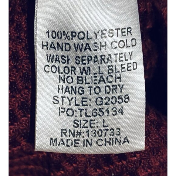 Umgee Dress Womens Large Burgundy Waffle Knit 3/4 Puffy Sleeve Pockets Oversized - Picture 6 of 6